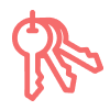 Un logo représentant 3 clés réunie dans un trousseau à clé